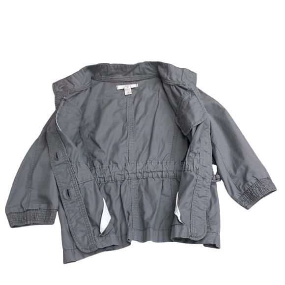 Ann Taylor Loft Gray Utility Cargo Jacket Multiple Pockets Adjustable Tie Waist - Picture 15 of 16